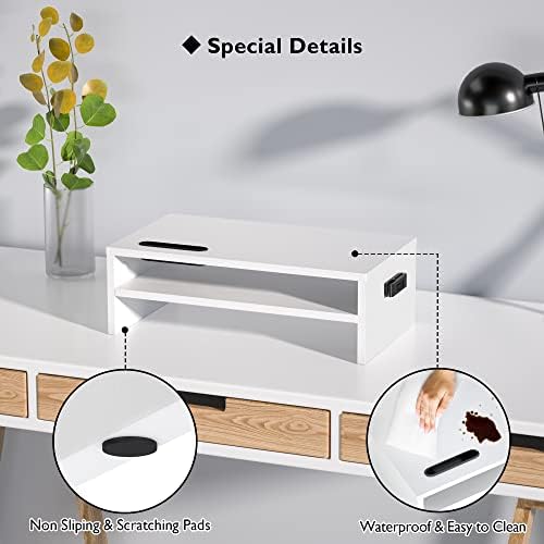 BONTEC Wooden Monitor Stand Riser for Desk, 2-Tier Computer Monitor Stand - Image 4
