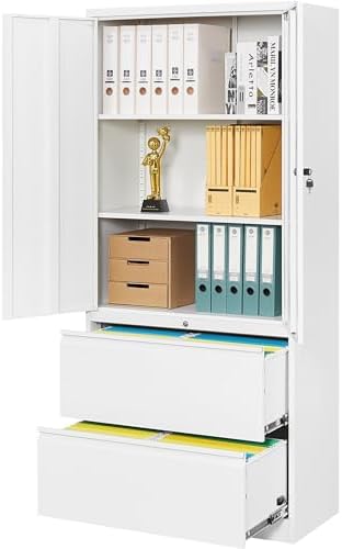 SISESOL Metal Storage Cabinet with Drawers,71" Tall Locking Steel Storage Cabinet with Doors and Shelves,White Metal File Cabinets for Home Office,Warehouse,Garage,School by SISESOL