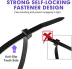 Zip Ties, RAZCC 1200pcs Black Cable Zip Ties 12 Inch, Heavy Duty Plastic Wire Ties with 100lb Tensile Strength, Self-Locking Black Nylon Tie Wraps for Indoor and Outdoor - Image 5