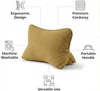 Pat. Pend. Corduroy Lumbar Support Back Pillow for Reading & Lounging, Ergonomic Triangle Cushion for Sofa, Armchair & Bed Sitting, Removable Washable Cover, Mustard Yellow - Image 4