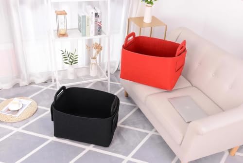 Minoisome Storage Basket Felt Storage Bin Collapsible& Convenient Box Organizer with Carry Handles for Office Bedroom Closet Babies Nursery Toys Laundry (Black, 17.9inch（L）×12.2inch（W）×11.6inch（H）) - Image 6