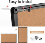 Extra Large Cork Bulletin Board 96" X 48", Foldable Notice Pin Board for Wall, Black Aluminum Framed 8'x4' Corkboard, Wall Mounted Noticeboard with 36 Push Pins for School, Home & Office - Image 7