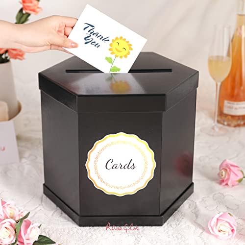 ROSEGLD Black Card Box, Card Receiving Box 12x10x10 Inches - Image 2