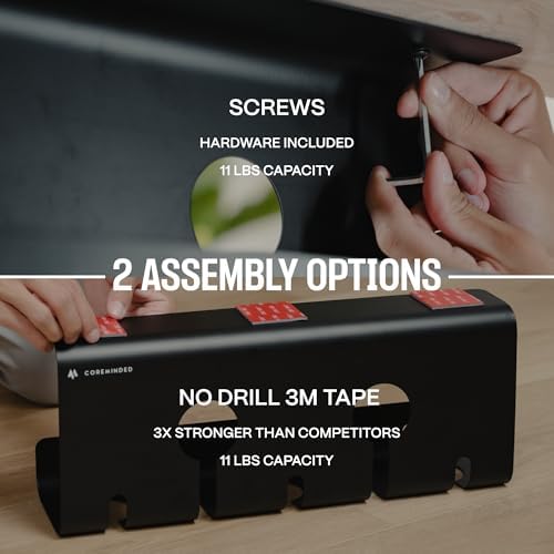 COREMINDED No-Drill Under Desk Cable Management Tray, 2-Pack, Large - Image 3