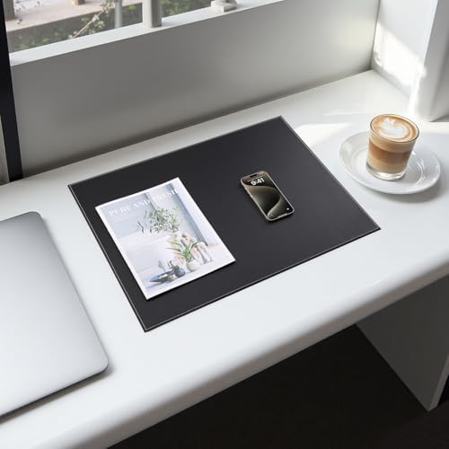 KINGFOM Desk Pad & Mat 24" x 18" Protector Large Mouse Pad PU Leather for Desktops and Laptops (Black) - Image 4