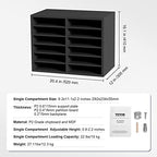 VEVOR Literature Organizers, 12 Compartments Office Mailbox with Adjustable Shelves, Wood Literature Sorter 20.4x12x16.1 inches for Office, Home, Classroom, Mailrooms Organization, EPA Certified Grey - Image 3
