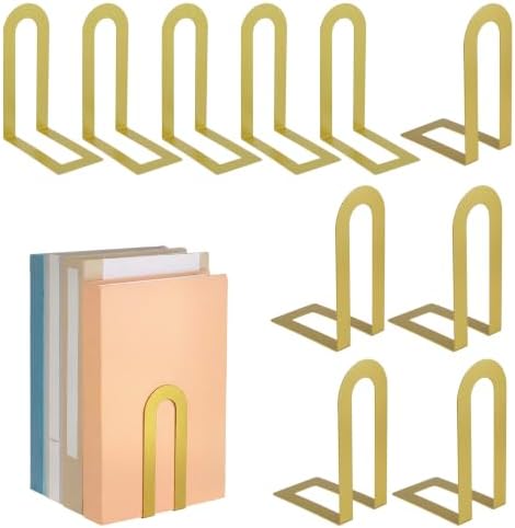 Chunful 10 Pcs Gold Metal BookEnds Shelves, 5.5 x 3.75 x 2.25 in by Chunful