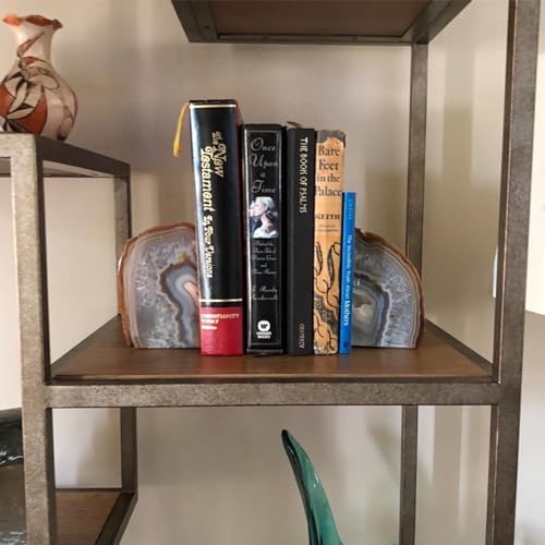 JIC Gem Natural Agate Geode Bookends Rubber Bumpers Shelf Decor 2-3 Lbs - Image 6