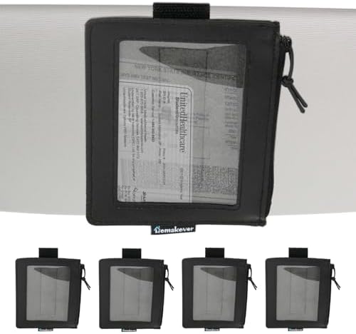 5 Pack Registration & Insurance Card Document Holder for Visor, Carrying Case for High Road Registration and Insurance Pocket, Adjustable Visor Bag Drivers License Holder, Fit Most Car, SUV and Truck by Homakover