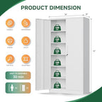 Letaya Metal Storage Cabinet with Lock Door Adjustable Shelf,72" Steel Lockers for Office, Home,School,Kitchen,Garage Tool Utility Cabinet (2 Door-White) - Image 3