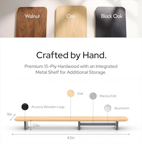 KIVY Dual Monitor Riser With Integrated Metal Shelf - Wooden Desk Shelf - Image 4