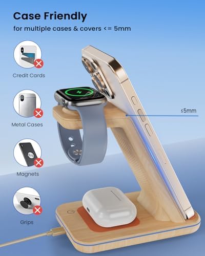 3 in 1 Wireless Charging, Wireless Charger Stand for Multiple Apple Devices, Wireless Charger for iPhone 17 16 15 14 13 12 11 Pro Max XS XR 8, Apple Watch 11 9 8 7 6 SE 5 4 3 2, AirPods 3/2/Pro - Image 4