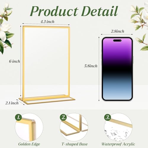 20 Pack Gold Acrylic Sign Holders 4x6 Inch Gold Picture Frames - Image 4