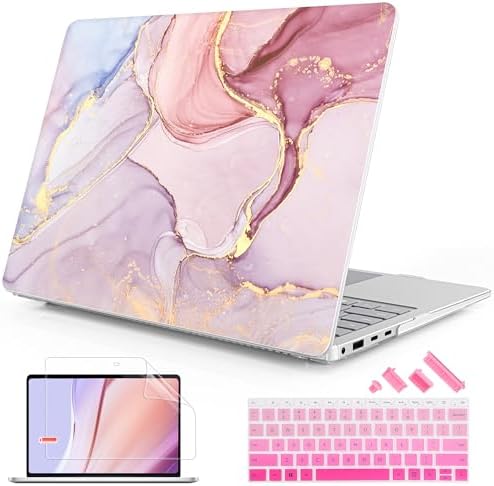 Mektron Case for 13.8" Microsoft Surface Laptop 8/7 (2026/2024) Surface Laptop 13.8 Inch Cover Fits Model 2036, Keyboard Cover +Screen Protector +Dust Plugs, Pink Marble by Mektron