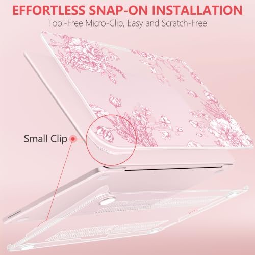 for MacBook Neo 13 inch Case 2026 (Model A3404, A18 Pro) Precision Fit & Scratch Unique Design Hard Shell, Keyboard Cover, Trackpad Protector, 2 OTG Adapter, for Women Cute, Pink Peony - Image 3