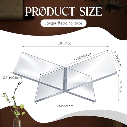 Large Acrylic Book Stands 15.8" x 9.5" x 5.4" Thicken Book Holder for Display Reading Open Coffee Table Stand for Cookbooks, Bible, Quran, Art, Magazines(Clear) - Image 2