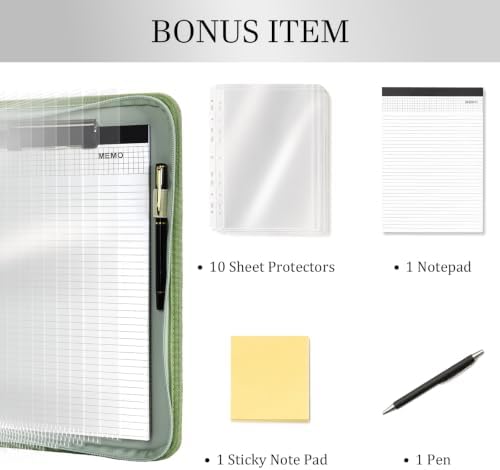 Leathario Portfolio Binder, Padfolio Organizer, 3 Ring Binder with Zipper - Image 6