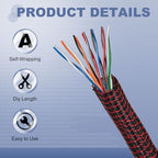 MECCANIXITY Split Sleeve Wire Loom Braided Sleeve 1-1/4" 25Ft Black/Red - Image 3