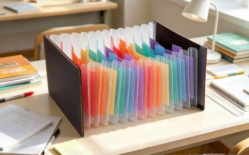Genuine Leather A6 Receipt Organizer，Stand Receipt Organizer Folder, 13 Pockets Small Accordion File Organizer - Image 6