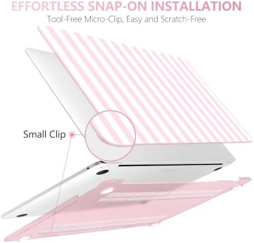 DONGKE Case for MacBook Pro 13 Inch (2026-2020 Models A2338 M2 M1/A2251/A2289), Pink & White Stripes Hard Shell Case with Keyboard Protector, Compatible with Retina Display and Touch Bar - Image 6