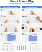 HAYVAN Acrylic Wall File Holder, No Drill Mount 2 Pack Clear - Image 3