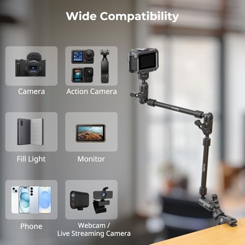 SMALLRIG 22" Magic Arm Clamp, Overhead Phone Mount Holder Stand, Camera Arm - Image 4