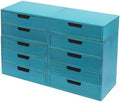 4-Piece Wood Drawer Cabinet Set, Desktop Storage Organizers, 10-Drawer Tabletop Storage Organizer, Desktop Wood Stackable Drawer Cabinet for Home Office Dormitory(Blue) by pijopang
