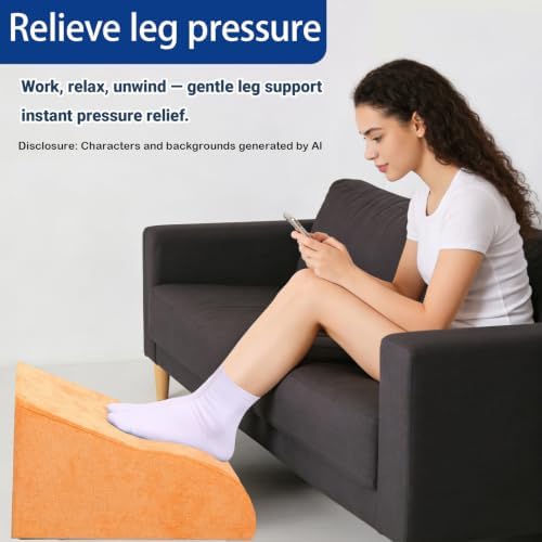 Foot Rest for Under Desk at Work, Ergonomic Under Desk Footrest with Washable Cover for Office, Home & Gaming Leg Elevation Pillow Orange - Image 5