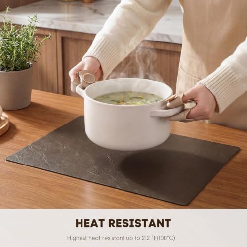 Artoid Mode Coffee Faux Leather Placemats Set of 8, 12x18 Inch Waterproof Wipeable Heat Resistant Vinyl Place Mats, Reversible Table Mats for Kitchen Dining Decor - Image 4