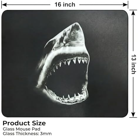 Glass Gaming Mousepad, 13x16 inch Shark Pattern Tempered Glass Mousepad, Professional Esport MousePads - Image 3