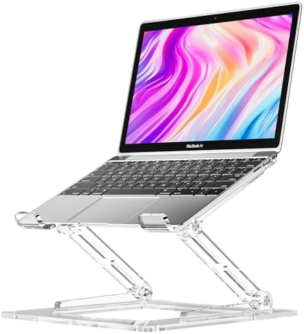 Laptop Stand for Desk, Portable Acrylic Laptop Riser, Ergonomic Adjustable Computer Stand Holder for Notebook MacBook Air Pro, Dell XPS, HP (10-17.3'') by VIGLT