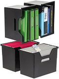 IRIS USA 4-Pack Large Desktop File Box with Open Lid, Black by IRISUSA