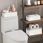 Vagusicc Wicker Storage Basket, Set of 2 Hand-Woven Paper Rope Wicker Basket for Organizing with Handle Decorative Storage Bins for Counter Pantry Shelves Toilet Paper Basket for Toilet Tank Top,White - Image 6