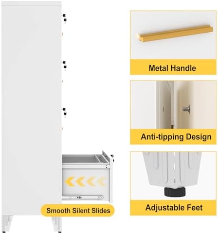 4 Drawer File Cabinet with Lock, Lateral Filing Cabinet for Home Office - Image 5