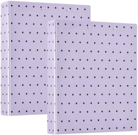 Standard View 3 Ring Binder, Lavender Black Polka Dot Durable Flexible Portable Waterproof Hardcover 1.5 Inch D Rings 500-Sheet Capacity Organizer 2PC - Image 2