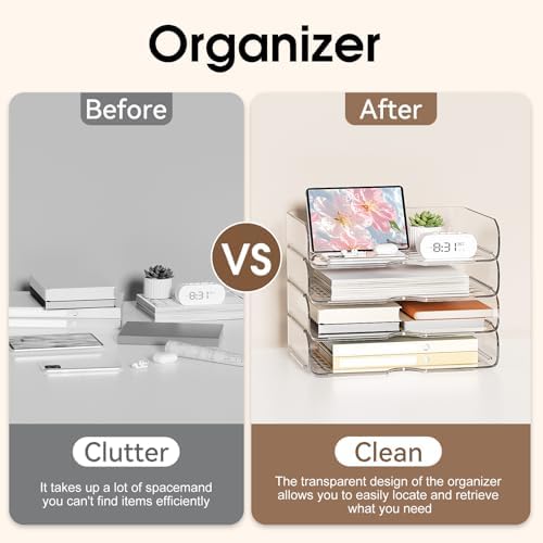 4-Tier Paper Organizer Desk Organizer Acrylic Paper Tray - Image 5