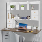 Desk Organizer with Drawers Desk Shelf Desk Hutch Tabletop Shelf with Drawers Desktop Hutch with Storage Desktop Bookshelf for Home Office Dorm Wood (39.4x6.7x31.5in) - Image 4