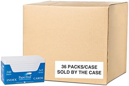 Roaring Spring PaperTrail Ruled Index Cards (240 Count) with Tray, 1 Case (36 Packs) 3" x 5", White by RoaringSpringPaperProducts