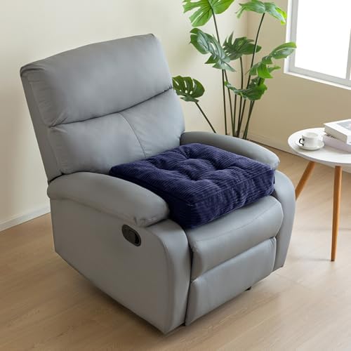 HIGOGOGO Tufted Corduroy Recliner Seat Cushion for Elderly, High Density Foam Large Square Seat Cushion for Recliner Chair, Floor Pillow, Office Chair, Car, No Pressure on Thighs, 20x20x4, Navy - Image 2