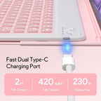 YBING for iPad Air 13 Inch & Pro 12.9 Keyboard Case with Mouse, 7 Colors Backlit Keyboard & 360 Rotating Cover with Pencil Holder for iPad Pro 12.9 (6th, 5th, 4th gen), Air 13 M4/M3/M2 (Pink) - Image 3