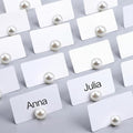 Leinuosen 200 Pcs Decorative Pearl Place Card Stands and Cards Set, Table Place, Food Labels Business, Dessert Table Decor by Leinuosen