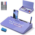 SELEAD Desktop Glass Whiteboard with Storage, 5 Markers and Eraser, Purple by SELEAD