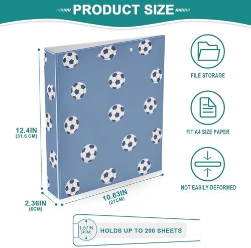 JIPONI 3 Ring Binder Cute Mini Soccer Balls 1 Inch Round Binders for Men Women Students, Cute File Organizer for Office School, 1pc - Image 4