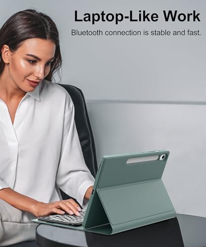 Keyboard Case for Samsung Galaxy Tab S10 FE+ Plus 13.1'' 2025, Detachable Galaxy Tablet S10FE+ Case with Keyboard 13.1inch, Protective Cover with S Pen Holder for Samsung Tab S10FE Plus Keypad, Green - Image 7