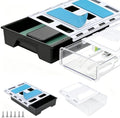 2 Pack 10.91"x 8.23" Under Desk Drawer Storage Organizer, Durable PC Material Self-Adhesive with Slide Out Rail, Hidden Hanging Desk Drawer for Office Supplies, Stationery, No Drilling Install, Black by Hi-ERA