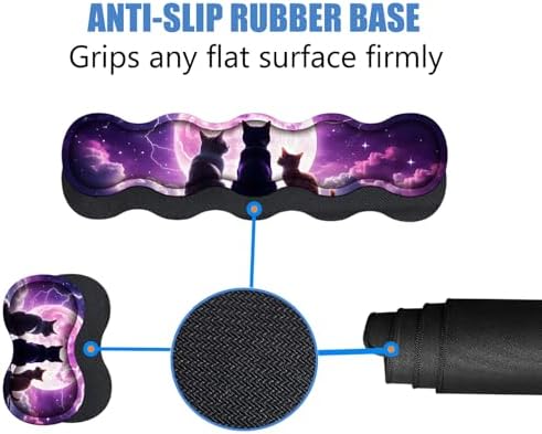 4 in 1 Ergonomic Memory Foam Mouse Pad Wrist Rest Set, Large XXL Gaming Desk Pad + Keyboard Wrist Rest + Mouse Wrist Cushion + Coaster for Home Office Study Gaming, Cats Under The Moon - Image 4