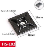 Zip Tie Mounts 300Pcs HS Type Nylon Cable Clamps Self Adhesive Cord Clip Mount Wire Tie Fix Holder Desk Line Organizer Managements For Home Office Cable Management(Black HS-102) - Image 2