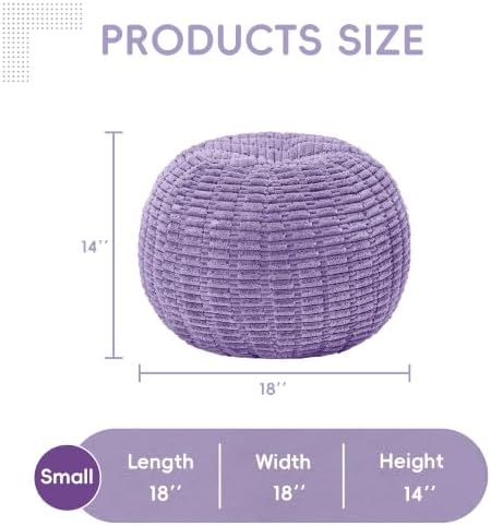 Hobestluk Stuffed Pouf Ottoman Footrest,Round Footstool,Small,Purple - Image 2