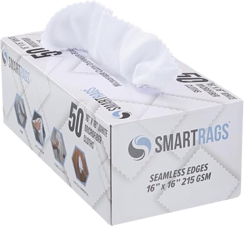 Arkwright Smart Rags Microfiber Cleaning Cloths Bulk, Case of 400, Lint Free 215 GSM Reusable Towels for Auto, Office and Household Cleaning, 16 x 16 in, White by Arkwright