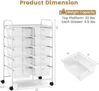 LDAILY 10 Drawer Rolling Cart, Storage Cart Organizer on Wheels, Drawer Cart with Metal Frame & Large Storage Capacity, Rolling Cart with Drawers for Living Room Classroom, Office - Image 3